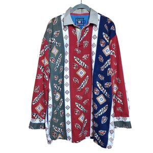 Chaps Ralph Lauren Country rugby shirt Aztec Navajo feather southwestern vintage